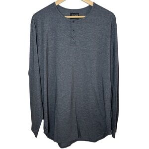 Cuts Clothing Henley Shirt Men XXL Gray Elongated Long Sleeve Curved Hem Stretch
